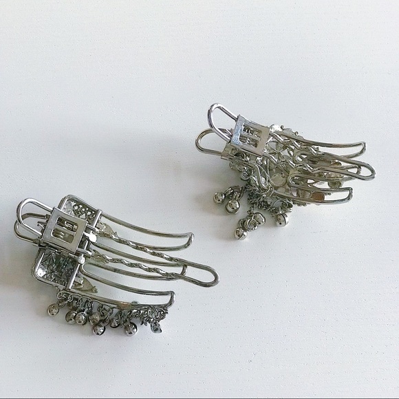 2 Vintage Indian Silver Jeweled Hair Clips - Picture 7 of 7